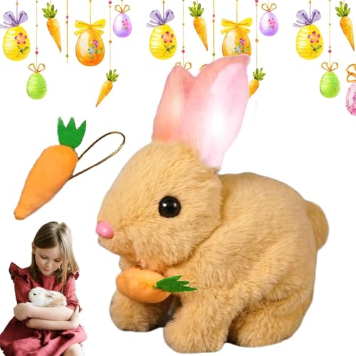 Gahwa Bunby Realistic Bunny Toy, Hase Plüschtier, Hüpfendes Kaninchen Spielzeug, Mein Realistisches Hasenspielzeug, Interaktives Kaninchen Spielzeug, Geschenke Für Kinder (Braun) von Gahwa