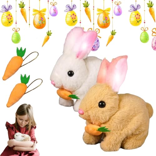 Gahwa Bunby Realistic Bunny Toy, Osterhase Plüschtier, Hüpfendes Kaninchen Spielzeug, Mein Realistisches Hasenspielzeug, Interaktives Kaninchen Spielzeug, Ostergeschenke Für Kinder (Braun+Weiß) von Gahwa