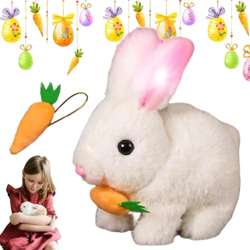 Gahwa Bunby Realistic Bunny Toy, Hase Plüschtier, Hüpfendes Kaninchen Spielzeug, Mein Realistisches Hasenspielzeug, Interaktives Kaninchen Spielzeug, Geschenke Für Kinder (Weiß) von Gahwa