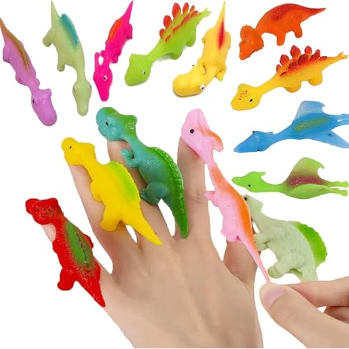 Schleuder-Dinosaurier-Fingerspielzeug, Slingshot Dinosaur Finger Toys, Lustige Fliegende Dinosaurier Schleuder Spielzeug, Dinosaurier Partyspielzeug für Kinder, Geschenkspielzeug (10 PCS) von Gahwa