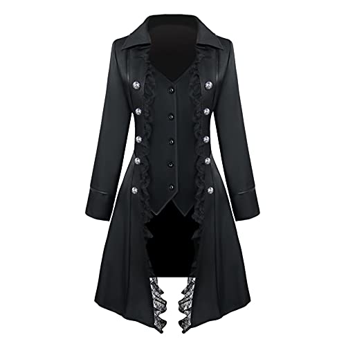 Gajaous Damen Gothic Vintage Steampunk Jacke Viktorianische Spitze Spleißen Korsett Mantel Frack Mittelalter Halloween Kostüm Halloween von Gajaous