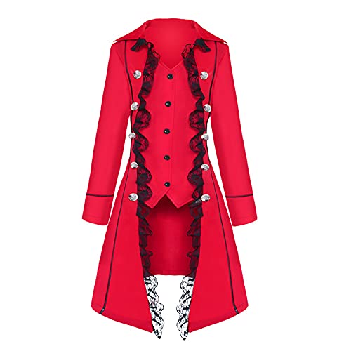 Gajaous Damen Gothic Vintage Steampunk Jacke Viktorianische Spitze Spleißen Korsett Mantel Frack Mittelalter Halloween Kostüm Halloween von Gajaous