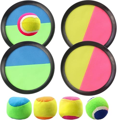 Galerie SV Klettballspiel für Kinder, Klettball Set, Fangballspiel Klett-Ballspiel, Klettball für Kinder mit 4 Fangscheiben und 5 Bälle, Klettball Set Strandspiel für Garten, Innen und von Galerie SV