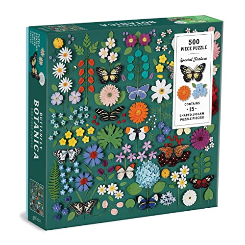 Butterfly Botanica Puzzle: 500 Piece Puzzle with Shaped Jigsaw Puzzle Pieces von Galison