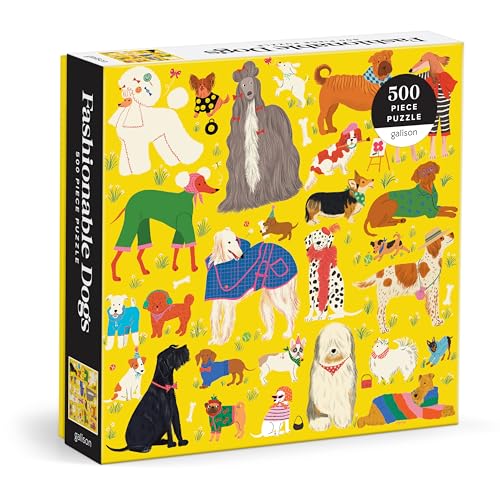 Galison 9780735382718 Modische 500-teiliges lebendigen Kunstwerken von gut gekleideten und glamourösen Hunden in Allen Formen und Größen, Fashionable Dogs 500 Teile Puzzle von Galison