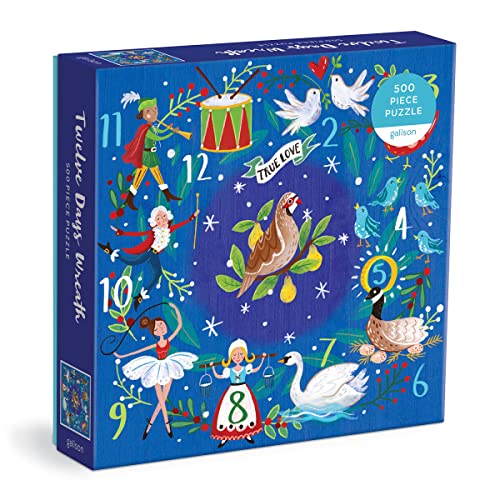 Galison 780735371194 12 Days Wreath Christmas Jigsaw Puzzle, Multicoloured, 500 Pieces Galison 780735371194 12 Days Wreath Christmas Jigsaw Puzzle, Multicoloured, 500 Pieces von Galison