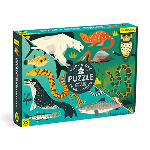 Land & Sea Predators Double-Sided Puzzle: 100 Pieces von MudPuppy