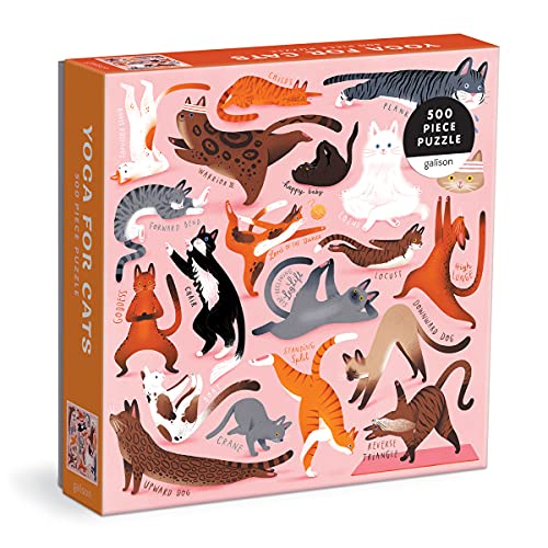 Galison 9780735372276 Yoga für Katzen 500 Teile Puzzle, bunt von Galison