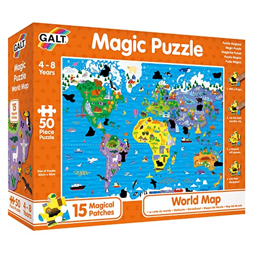 Galt, Magic Puzzle - Weltkarte, magisches Puzzle, 50-teiliges Puzzle, ab 4 bis 8 Jahren von Galt