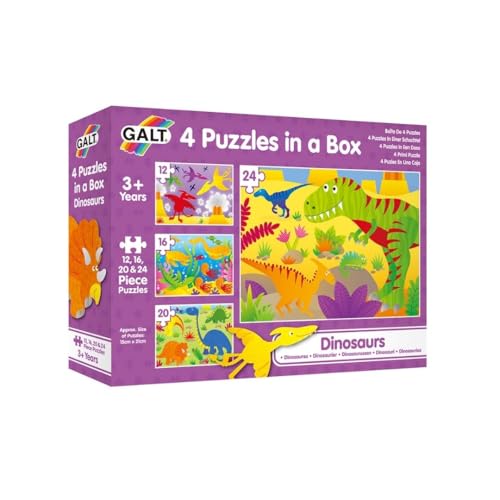 Galt Toys, 4 Puzzles in a Box - Dinosaurs, Dinosaur Jigsaw Puzzle for Kids, Ages 3 Years Plus von Galt