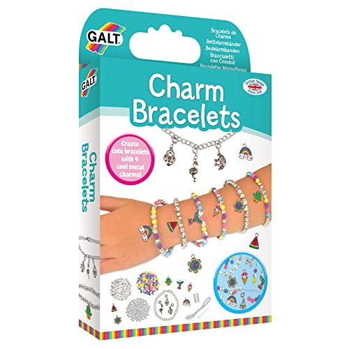 Galt Charm-Armbänder - spaßiges Armband- und Schmuckherstellungs-Kit - Bastelset für Kinder mit bunten Perlen und 9 Clip-On Metall-Anhängern - Kinder Kunst- und Bastelset für 7 Armbänder - Ab 8 Jahren Galt Charm-Armbänder - spaßiges Armband- und Schmuckherstellungs-Kit - Bastelset für Kinder mit bunten Perlen und 9 Clip-On Metall-Anhängern - Kinder Kunst- und Bastelset für 7 Armbänder - Ab 8 Jahren von Galt