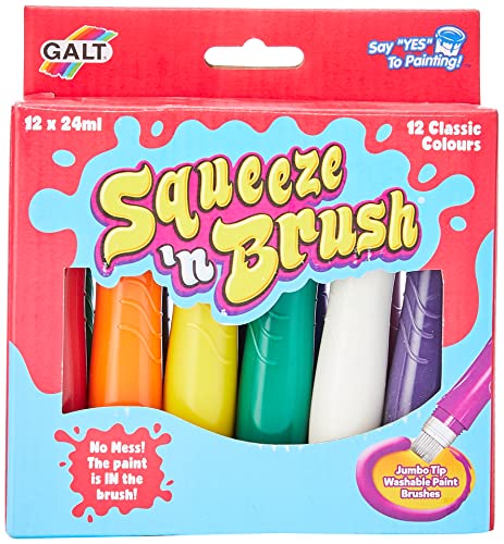 Galt Toys, Squeeze 'n Brush - 12 Classic Colours, Brush Tipped Paint Pens, Ages 3 Years Plus von Galt