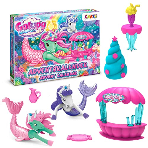 GALUPY MERMAID Spielzeug Adventskalender Kinder - Einhorn Weihnachtskalender für Mädchen, Spielzeug Kalender mit Exclusivem Figuren & Spielset von Galupy