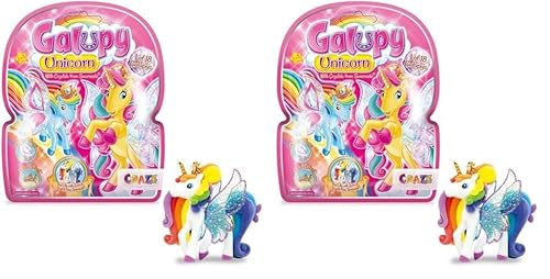 GALUPY Unicorn - Einhorn Spielzeug zu Sammeln, Einhorn Figuren mit Glitzerflügeln & Swarovski Kristal (Packung mit 2) von Galupy