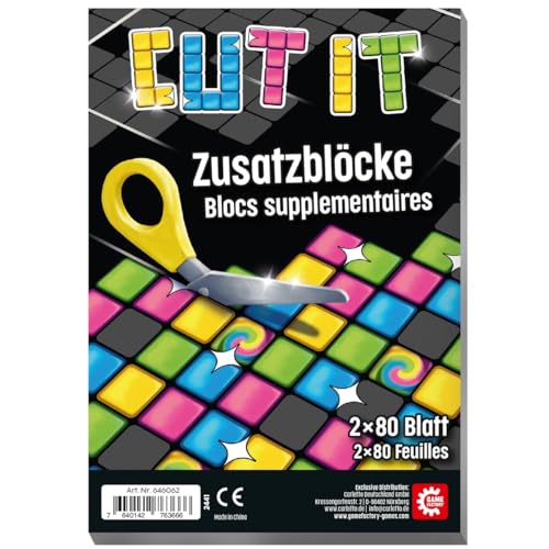 Game Factory 646062 Cut it Zusatzblöcke, 2 Ersatzblöcke mit 80 Blatt pro Ersatzblock, Nachkaufblöcke für Würfelspiel von Game Factory