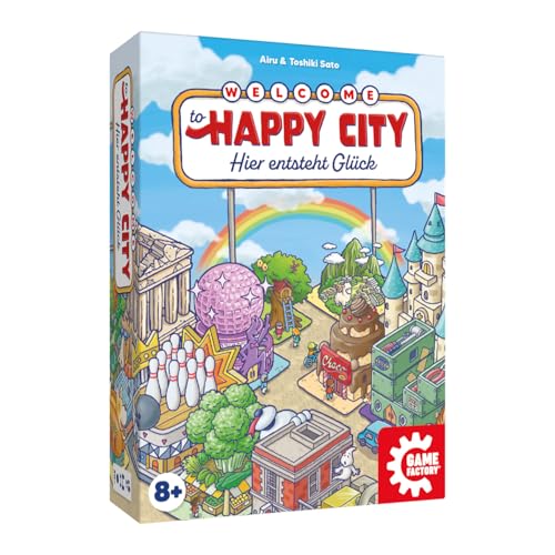 Game Factory 646084 Happy City, Legespiel ab 8 Jahren, Familienspiel für 2-5 Spieler, Kartenspiel, Stadtbau von Game Factory