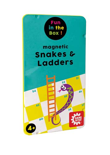 Game Factory 646233 Magnetisches Reisespiel, Snakes & Ladders, Schlangen und Leitern, Spieleklassiker in praktischer Metallbox, Leiterspiel für Kinder und Erwachsene von Game Factory