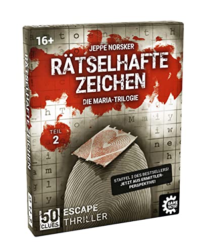 Game Factory 646288 50 Clues, Rätselhafte Zeichen, Teil 2, Escape-Thriller zum Mitspielen und Rätseln, Exitgame, Rätselspiel, Krimispiel, 2. Staffel: Maria-Trilogie von Game Factory