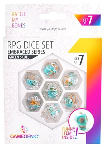 Gamegenic, Embraced Series - Green Skull - RPG Dice Set von Gamegenic