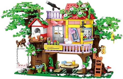 Game of Bricks 840 PCS Baumhaus Bausteine Spielzeug, Garten Spielset mit Vogel- und Katzenfiguren für Erwachsene und Kinder, Wohndekoration, für Junge Architekten und Tierliebhaber von Game of Bricks