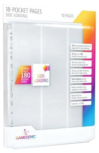 Gamegenic Sideloading 18-Pocket Pages 10 pcs Pack - Albumfolien mit 18 Fächern für Sammelkarten I 10 Stück (Weiß) von Gamegenic