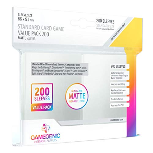 Gamegenic, MATTE Standard Sleeve Value Pack 200, Sleeve color code: Gray von Gamegenic