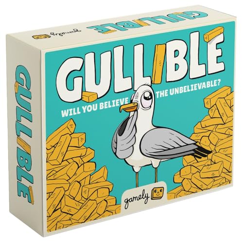 Gullible - Das lustige Teamspiel der Kreativität, Bluffen und erstaunlichen Fakten Wirst du deine Familie und Freunde täuschen oder das Unglaubliche glauben? (Gullible - Gleiches Spiel, kleinere Box) von Gamely