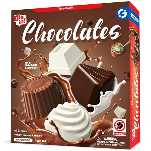 Gamerside Chocolate Ausgrabungsset für Kinder, 12 Einzigartige Edelsteine, Kristalle und Mineralien Steine für Kinder, Mineralogie Spielzeug Geologie Archäologie Geschenke für Jungen und Mädchen von Gamerside