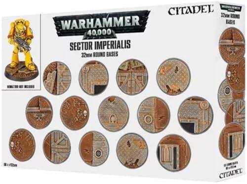 Games Workshop 99120199039 40,000-Sector 32 mm Warhammer Actionfigur Sector Imperialis Sixty Round Bases, Schwarz von Games Workshop