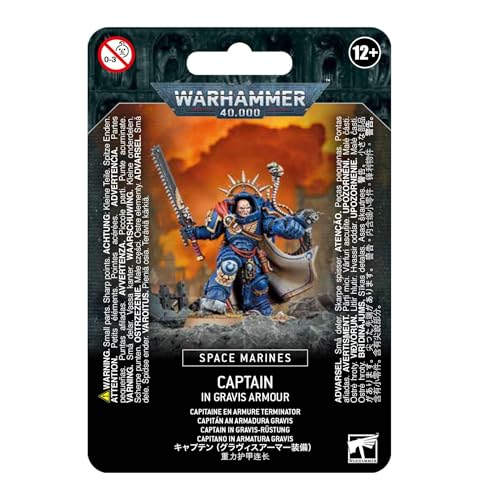 Games Workshop 48-70 Warhammer 40k - Space Marine Primaris Captain in Gravis Armour, schwarz, Taglia unica von Games Workshop