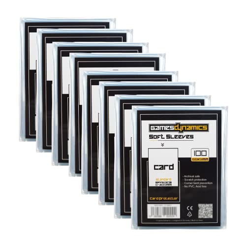 GamesDynamics Soft Sleeves 8x 100er Pack transparent I Karten-Hüllen in Standardgröße I Card Sleeves Acid Free I Toploader Spielkarten-Hüllen als Outer Sleeve GamesDynamics Soft Sleeves 8x 100er Pack transparent I Karten-Hüllen in Standardgröße I Card Sleeves Acid Free I Toploader Spielkarten-Hüllen als Outer Sleeve von GamesDynamics