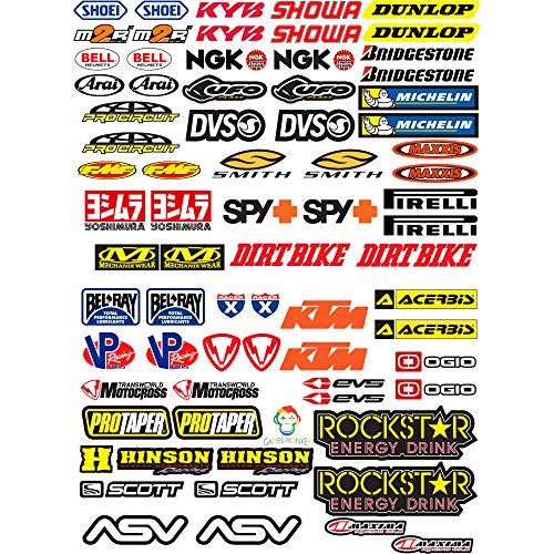 KIT Sticker Aufkleber - STICKERS KIT PER MOTO MOTOCROSS 73PCS - gesamte panel 73pcs BIETEN Roller Motorrad Motocross von GamesMonkey