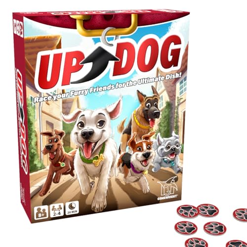 Gamewright - Up Dog - Rennen Sie Ihre pelzigen Freunde für das ultimative Gericht! Ab 8 Jahren, 2-4 Spieler von Gamewright