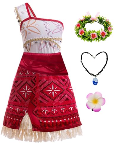 Gamnfali Vaiana 2 Kostüm Kinder, Moana Costume Mädchen Prinzessin Kleid, Halloween Karneval Vaiana Cosplay Kostüm für 3-12 Jahre von Gamnfali