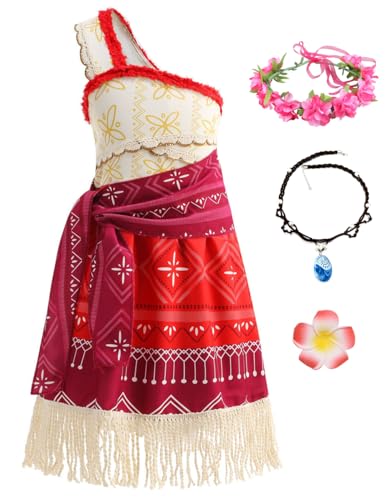 Gamnfali Vaiana Kostüm für Mädchen, Kinder Moana Costume für Halloween Karneval Cosplay, Prinzessin Vaiana 2 Kleid für 3-12 Jahre von Gamnfali