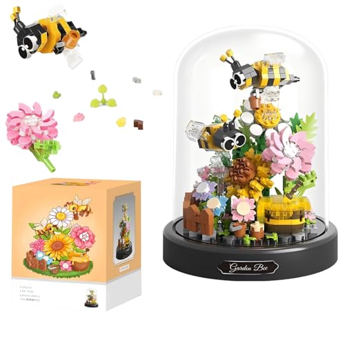 GaoDeBuChou Blumenstrauß und Insekten-Bausets, 588 Stück, Blumen, botanische Mini-Steine, Baustein-Set für Erwachsene (Biene) von GaoDeBuChou