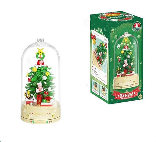 GaoDeBuChou Weihnachtsbaum-Spieluhr, niedliches Weihnachtsgeschenk für Erwachsene ab 8 Jahren, Adventskalender 2024, Mini-Baustein-Bauset, 184 Teile (Beleuchtung im Lieferumfang enthalten) von GaoDeBuChou