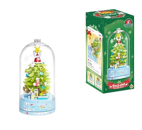 GaoDeBuChou Weihnachtsbaum-Spieluhr, niedliches Weihnachtsgeschenk für Erwachsene ab 8 Jahren, Adventskalender 2024, Mini-Baustein-Bauset, 184 Teile (Beleuchtung im Lieferumfang enthalten) von GaoDeBuChou