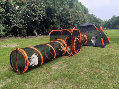 4 in 1 Haustier Katze und Hund Tunnel Zelt mit Katzentunnel DIY in Mehrere Faltbare Haustier Zelt Outdoor Pop Up Haustier Laufstall Käfig Zäune Haus (Stile 4) von Gaorui