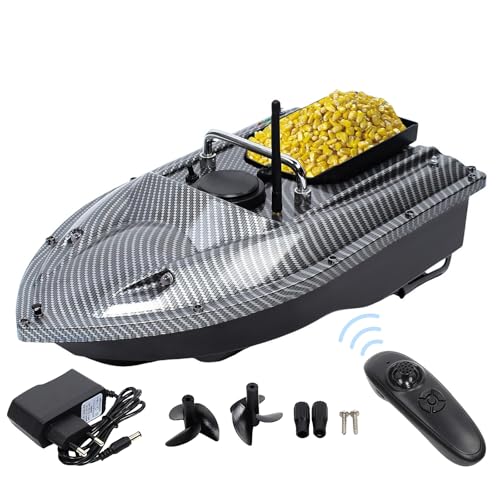 Garbenat 500M Futterboot Angelköder Boot Fernbedienung Futterboot 3,31LBS Beladung Köderboot ABS Angelköderboot Wireless Fischköder Boot mit LED für Seen, Flüssen, Meeren (Schwarz) von Garbenat