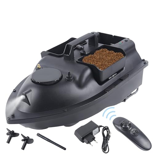 Garbenat Angelköder Boot 500M Futterboot Fernbedienung Futterboot 2KG Beladung Köderboot Wireless Angelköderboot ABS Fischköder Boot mit LED für Seen, Flüssen, Meeren (Schwarz) von Garbenat