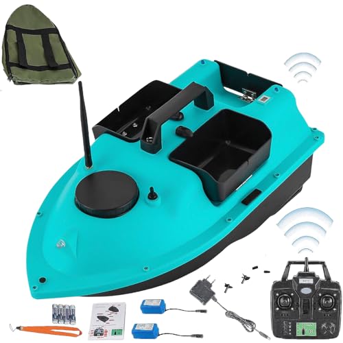 Garbenat Angelköder Boot 600M Fernbedienung Futterboot mit GPS 3 Köderboxen Köderboot mit LED Licht und 2x5200Mah Batterien ABS Fischköder Boot für Seen, Flüssen, Meeren 99 Trolling-Punkten (Blau) von Garbenat