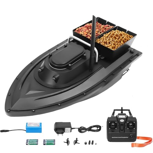 Garbenat Fischköderboot 500M RC Angelköder Boot Fernbedienung Futterboot mit GPS ABS Köderboot mit 2 Köderboxen & 5200mAh Batterie Angeln Futterboot für Tümpel, Seen, Flüsse (Schwarz) von Garbenat