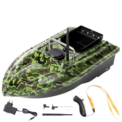 Garbenat Angelköder Boot 500M RC Fischköder Boot 1,5KG Beladung Köderboot Fernbedienung Futterboot mit LED Licht Nachtangeln Angeln Futterboot Wireless Angelköderboot für Seen, Flüssen (Tarnfarbe) von Garbenat