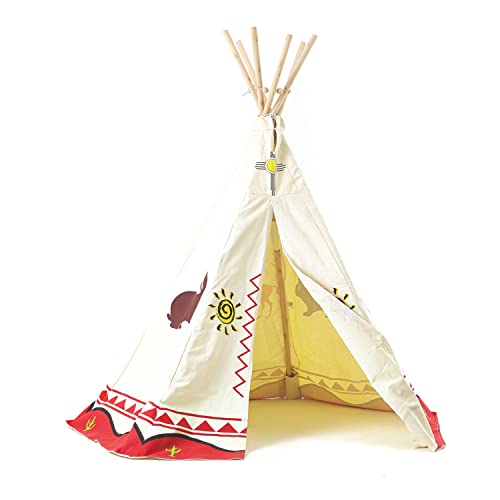 Tipi Spielzelt für Kinder Wigwam Spiel-Zelt Indianerzelt Indianer, Holzstangen und Baumwolle, Garden Games 3025 von Garden Games