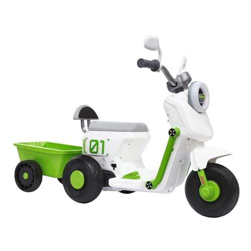 Elektro Dreirad für 2-6 Jahren, Elektromotorrad mit EU-Stecker Kinderfahrzeug Motorrad mit Korb Kindermotorrad für 6V 4.5AH Blei-Säure-Batterie (Nicht enthalten) (weiß) von Gardenoble