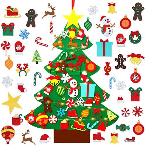 Garma DIY Kinder Filz Weihnachtsbaum Set mit 41PCS Ornamenten Wandbehang Wohnaccessoires, Kinder Filz Craft Kits für Kleinkinder von Garma