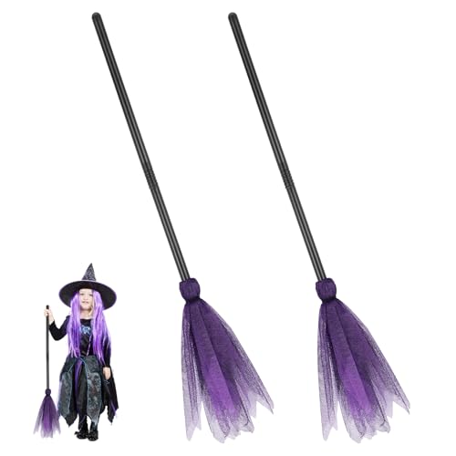 2 Stück Hexenbesen, 90cm Halloween Deko Hexenbesen, Kinder Hexenbesen Kostüm Requisiten Für Kinderkostüme Festliche Halloween Cosplay Partys (Zufällige Farbe) von Garneck