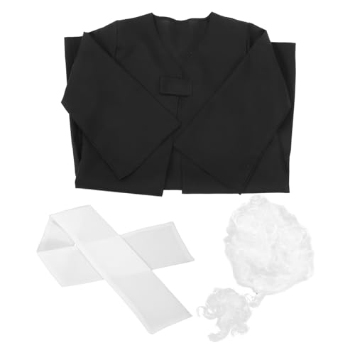 Garneck 1 Satz Anwaltsuniform-perückenset Richter Für Kinderoutfits Haken Richterkopfbedeckung Richter-Outfit Karrierekostüm Für Richter-Anwalt-kostüm Cosplay Anime Black Polyester von Garneck