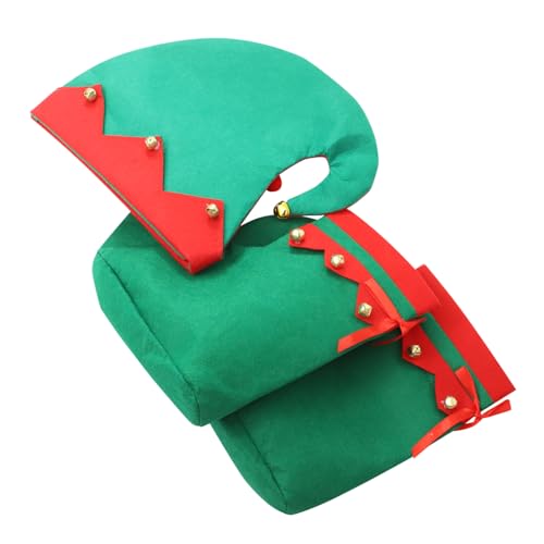 Garneck 1 Satz Weihnachtsdekorations-requisiten Für Kinder Weihnachtsmannkostüm Für Kinder Elfenmütze Für Kleinkinder Elfenschuhe Damen Cosplay-requisite Weihnachtskostüm Green Vlies von Garneck